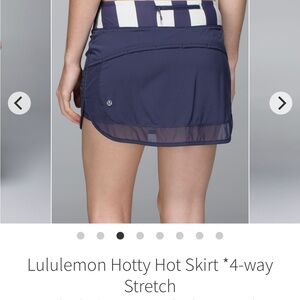 lululemon sz 8 Hotty Hot Cadet Blue Steep Stripe Navy Skirt Mesh running tennis